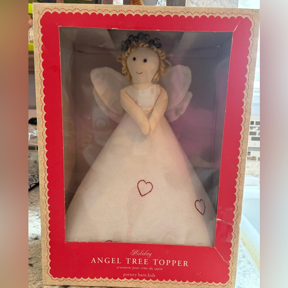 Pottery Barn Kids Holiday Angel Tree Topper With Bells, Hearts